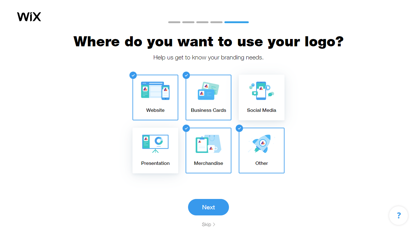 Wix Logo Maker screenshot - branding needs