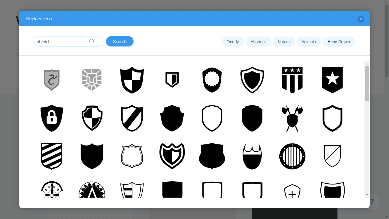 Wix Logo Maker screenshot - shield icons