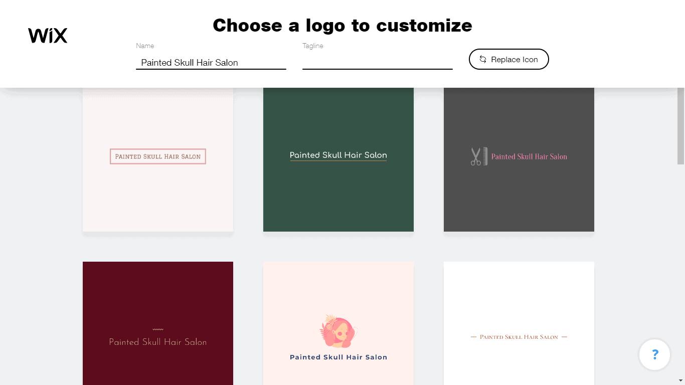 Wix Logo Maker screenshot - logo suggestions