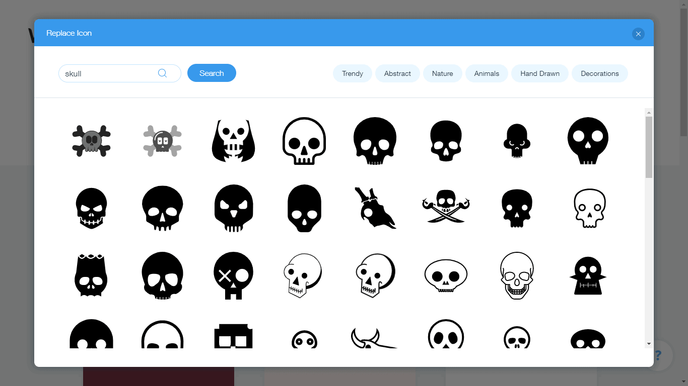 Wix Logo Maker screenshot - skull icons