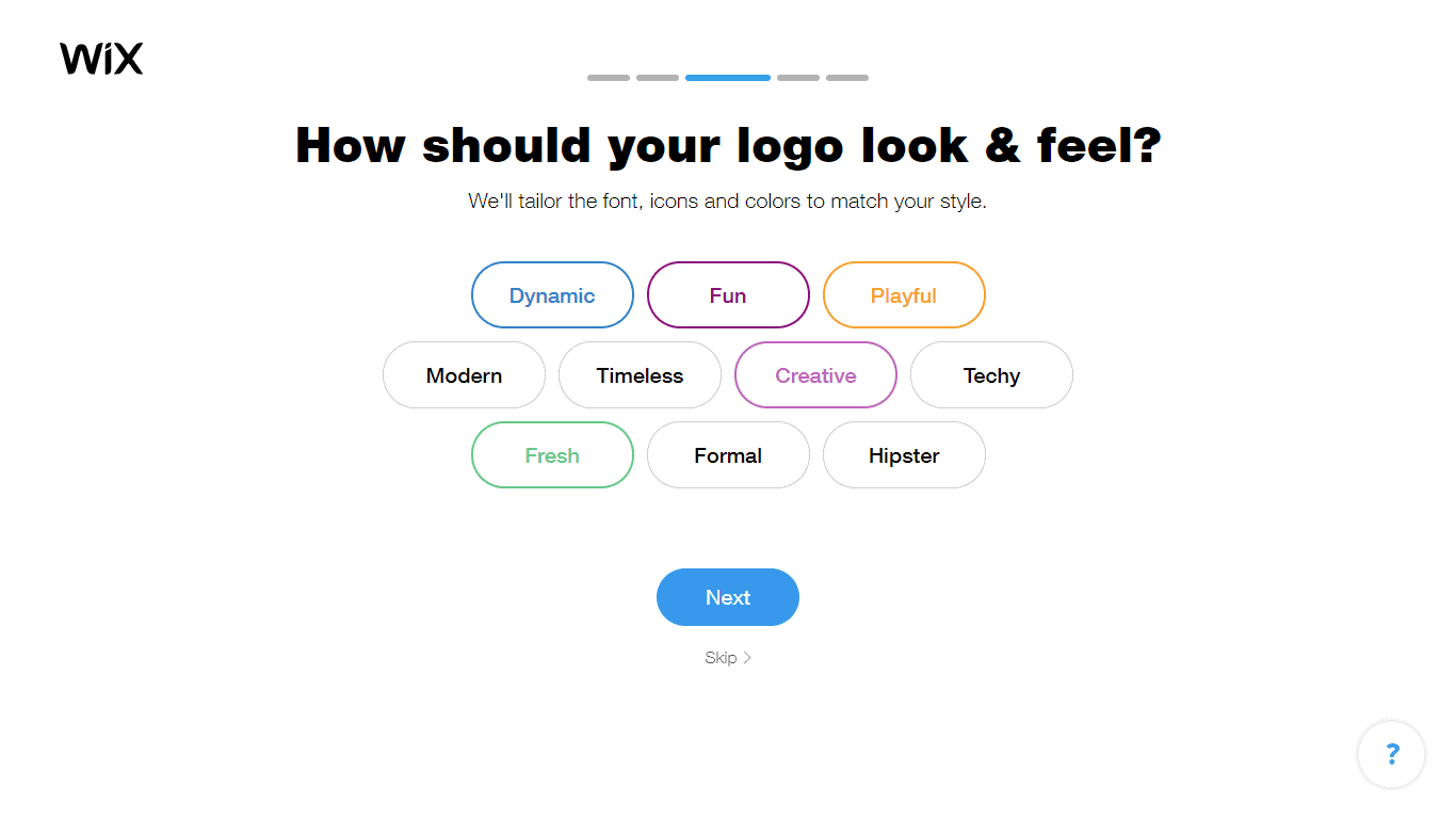 Wix Logo Maker screenshot - look & feel