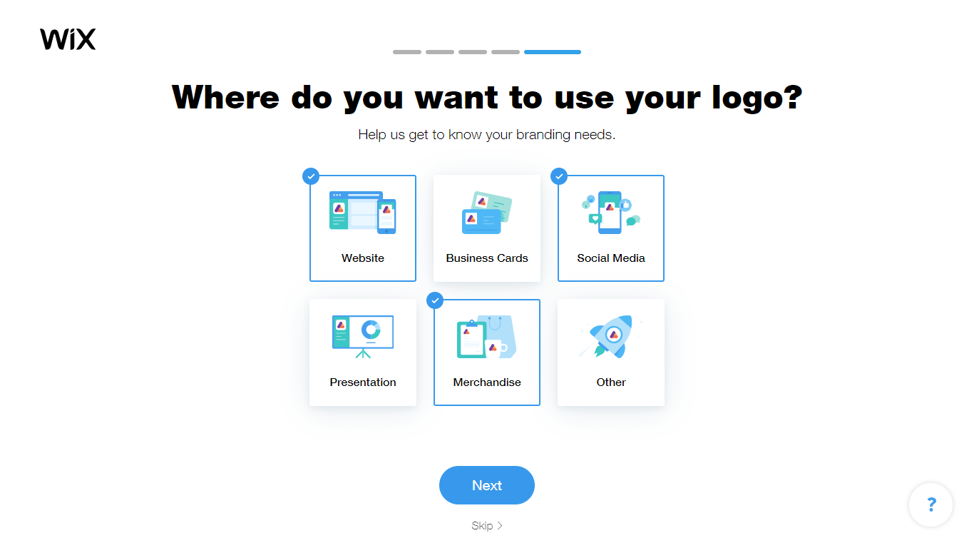 Wix Logo Maker screenshot - branding needs