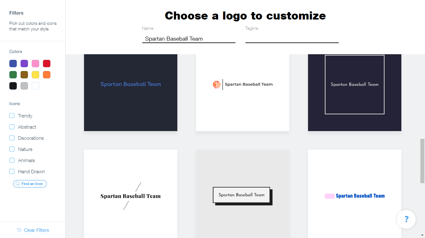 Wix Logo Maker screenshot - logo suggestions