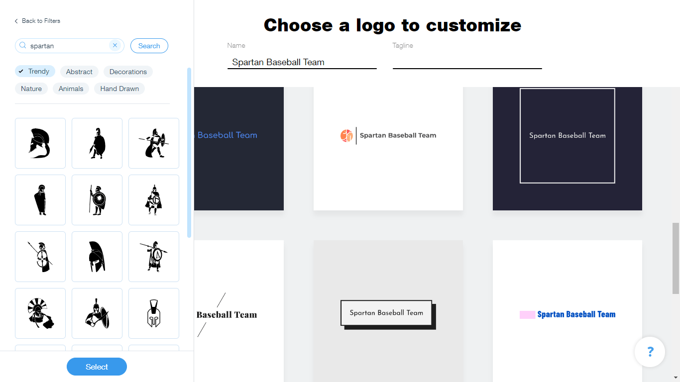 Wix Logo Maker screenshot - spartan icons