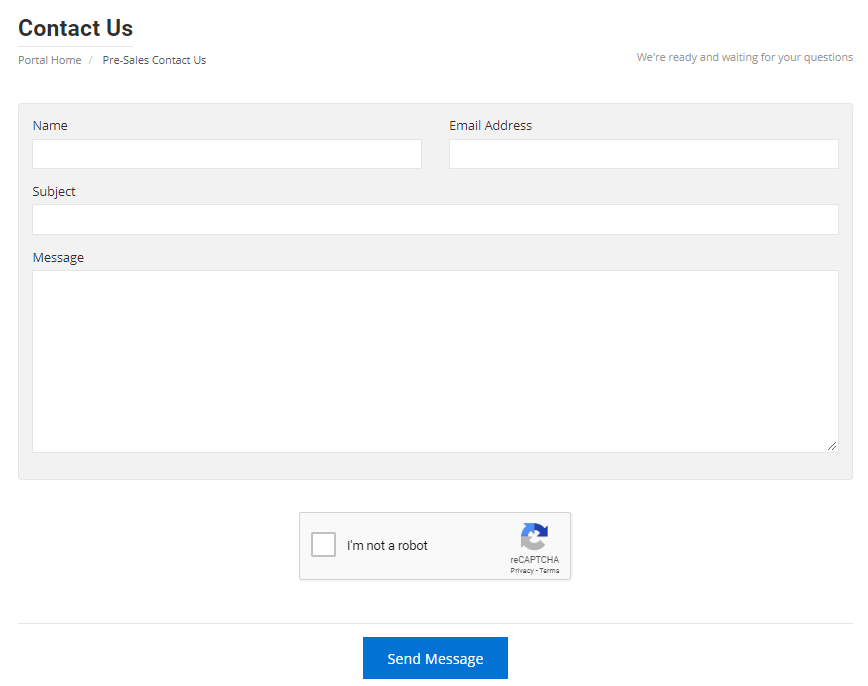 BanaHosting Contact Form Support Option