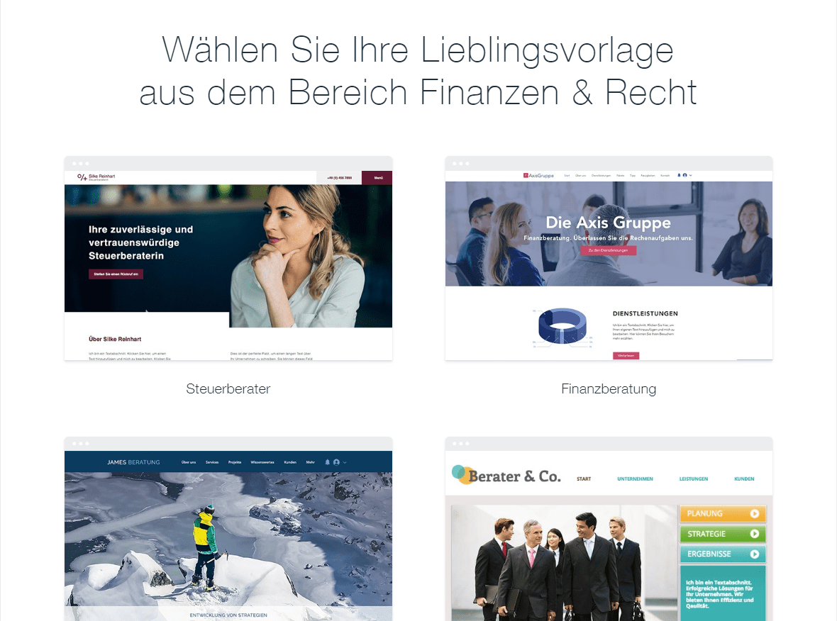 Wix - finance and law templates