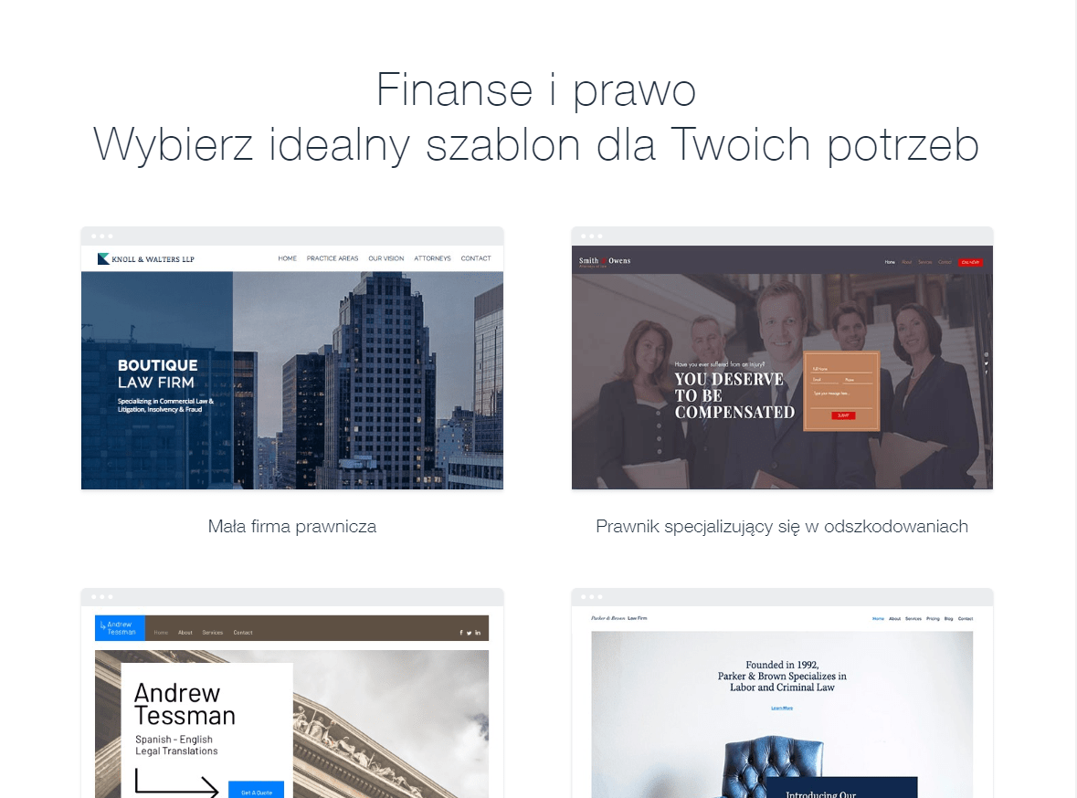 Wix - finance and law templates