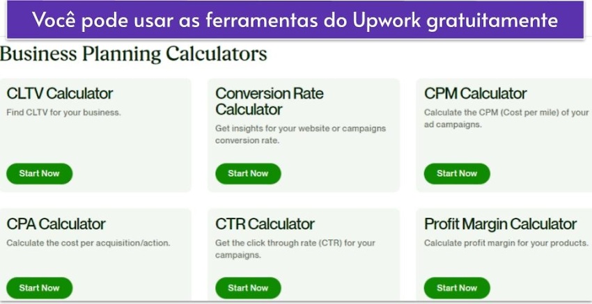 Você pode usar as ferramentas do Upwork gratuitamente