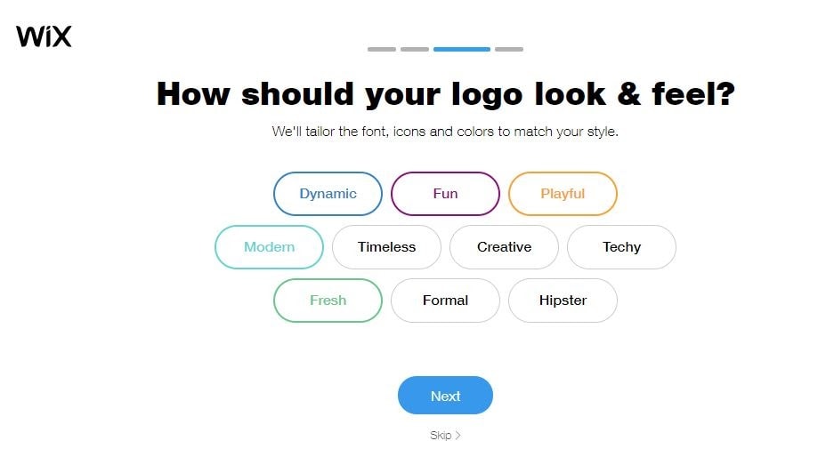 Wix Logo Maker screenshot - look & feel