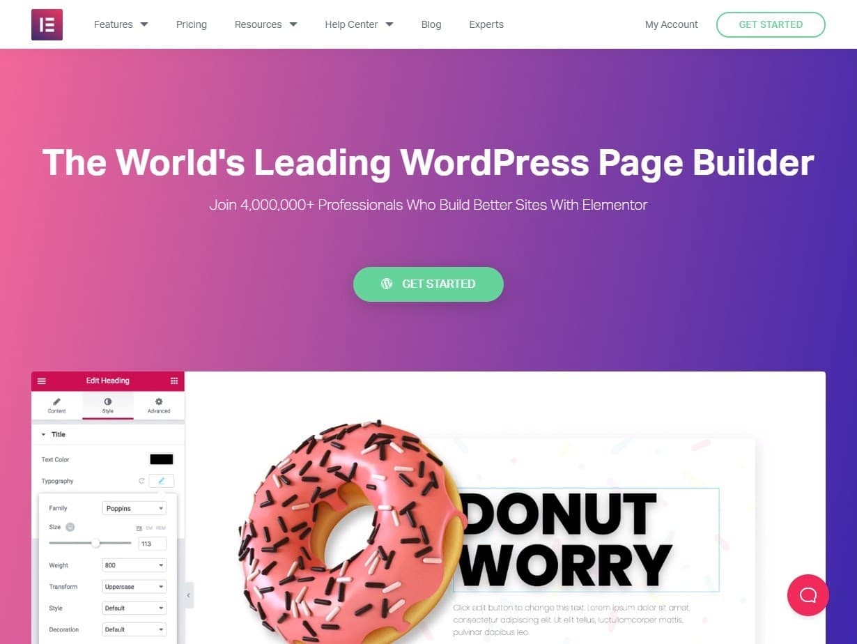 Elementor homepage