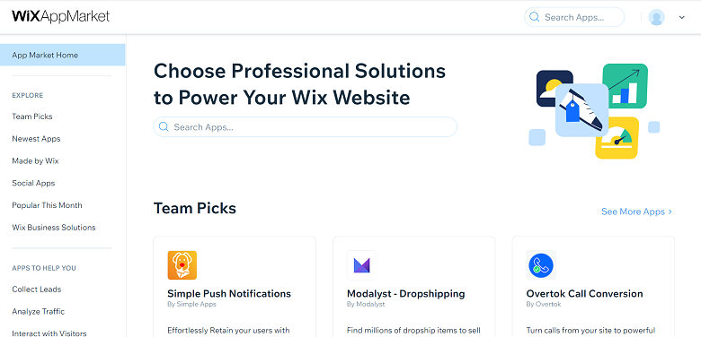 Wix app market