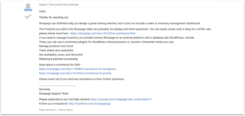 Nicepage Forum Support.