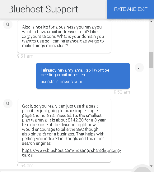 Bluehost customer support