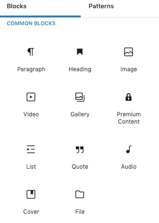 WordPress.com has dozens of blocks to choose from