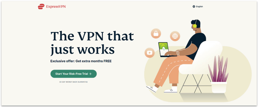 ExpressVPN landing page and social proof.