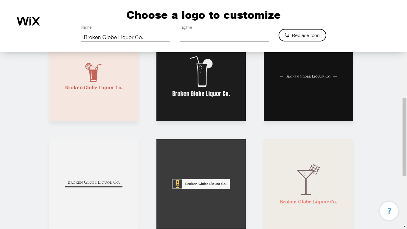 Wix Logo Maker screenshot - logo suggestions