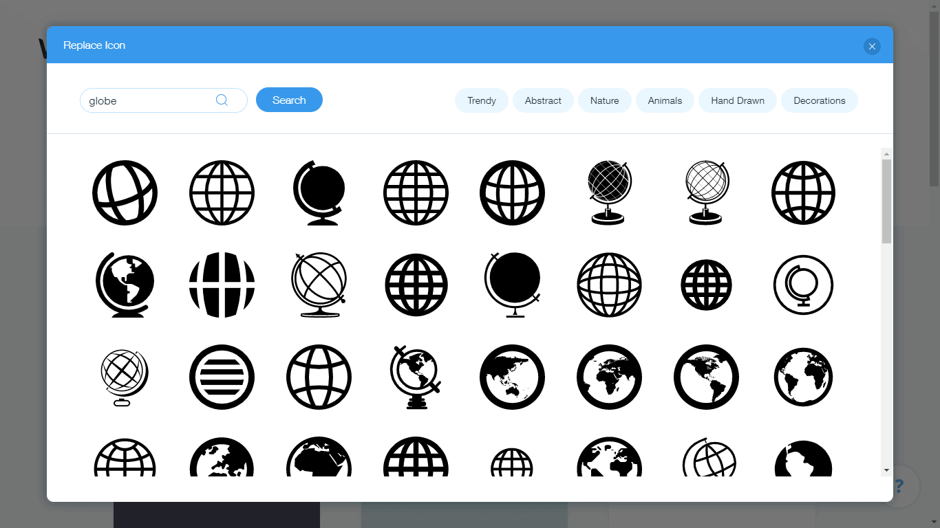 Wix Logo Maker screenshot - globe icons