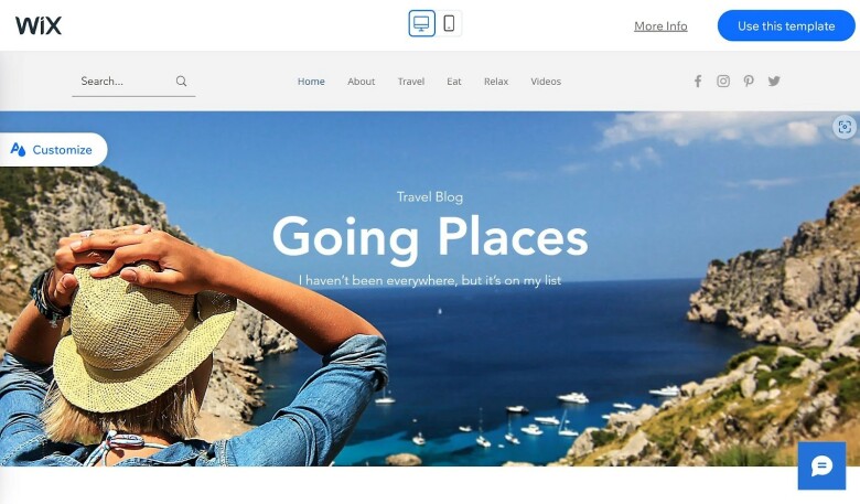 Wix Travel Blog template