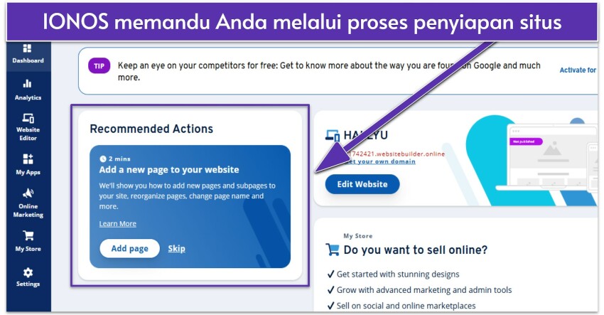 IONOS-dashboard-showing-a-guide-to-setting-up-your-website-id