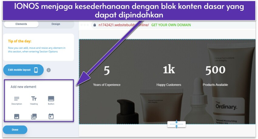 IONOS-design-editor-showing-section-elements-id