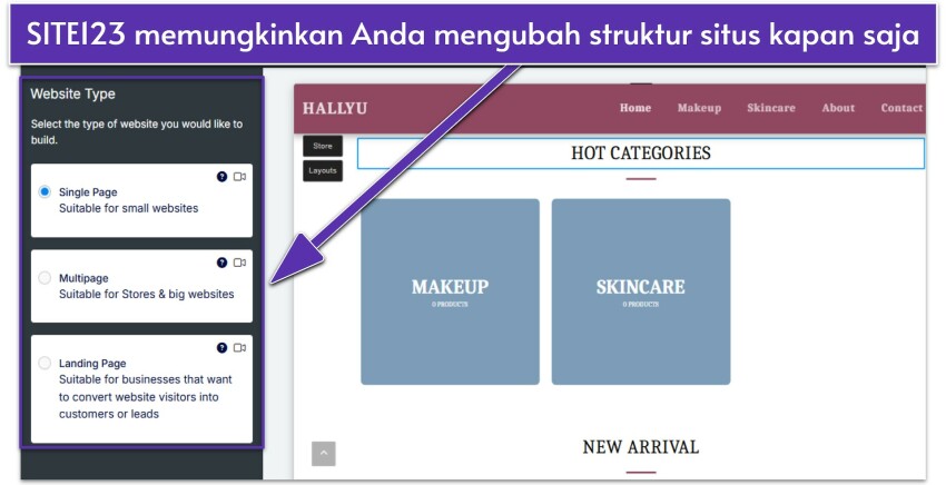 SITE123-editor-showing-website-type-settings-id