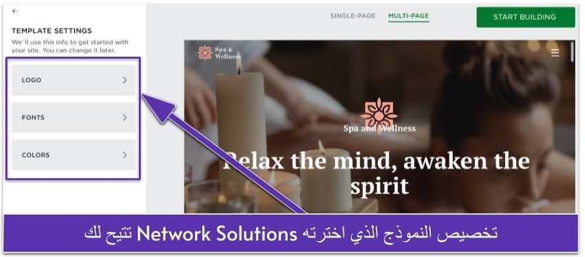 تتيح لك Network Solutions تخصيص النموذج الذي اخترته