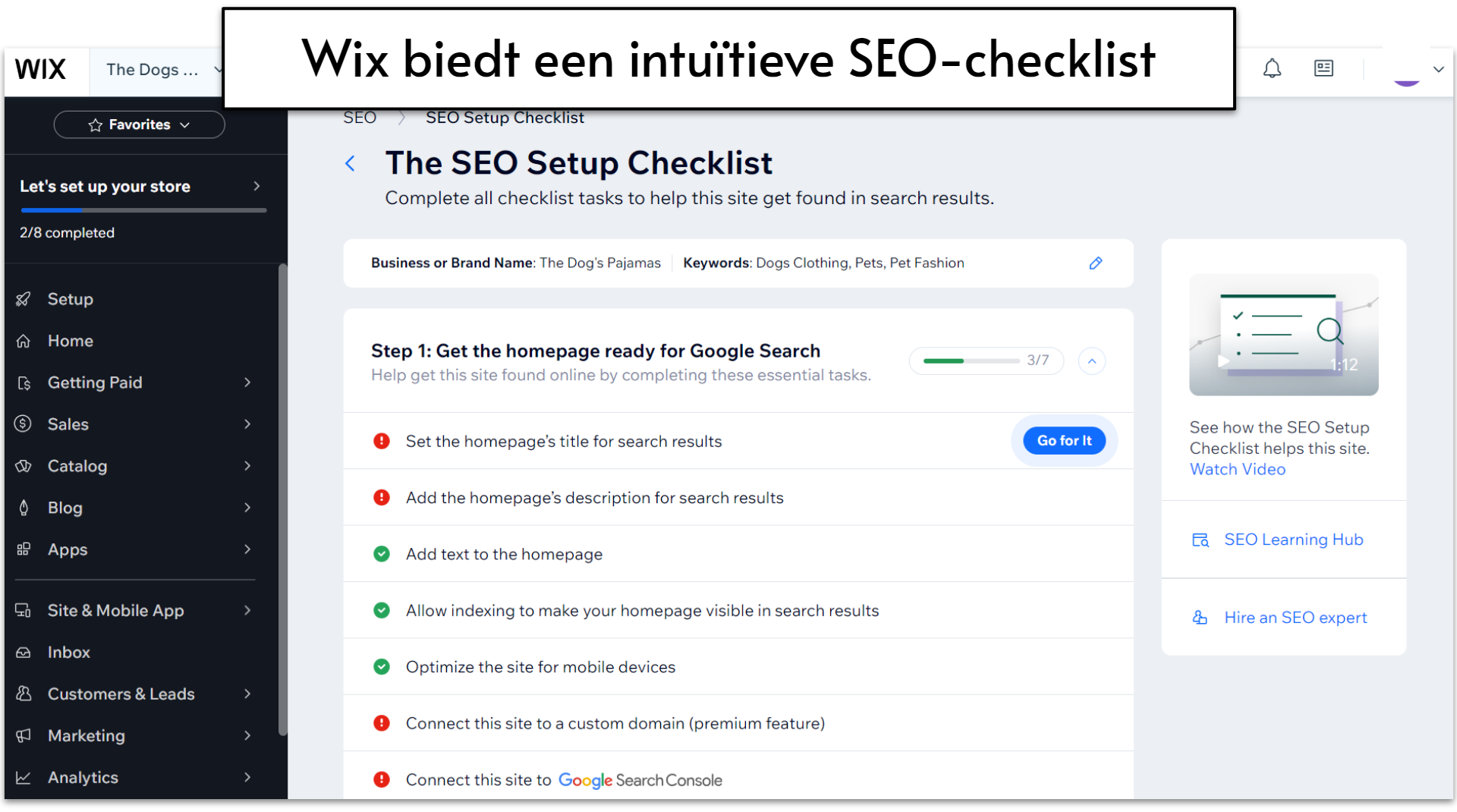 Wix SEO setup checklist