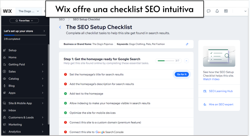 Wix SEO setup checklist