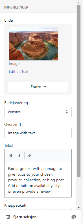 Shopify page editor