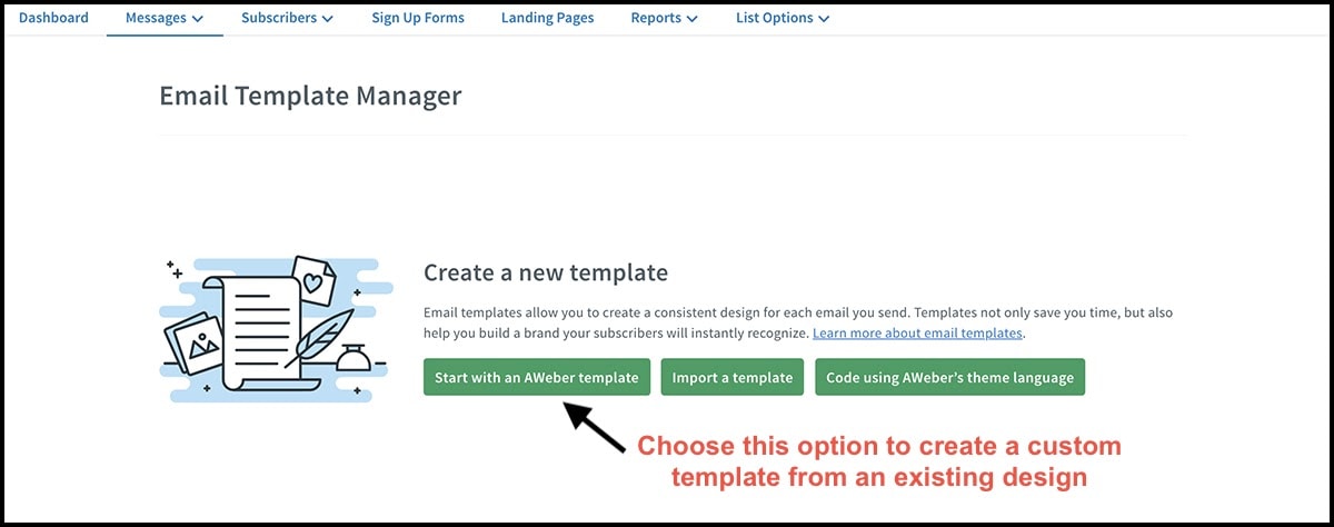 AWeber email template manager