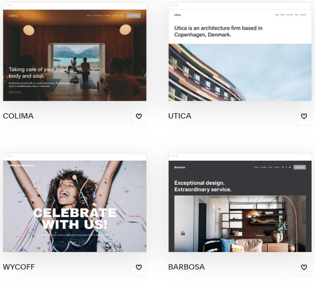 Popular Squarespace templates