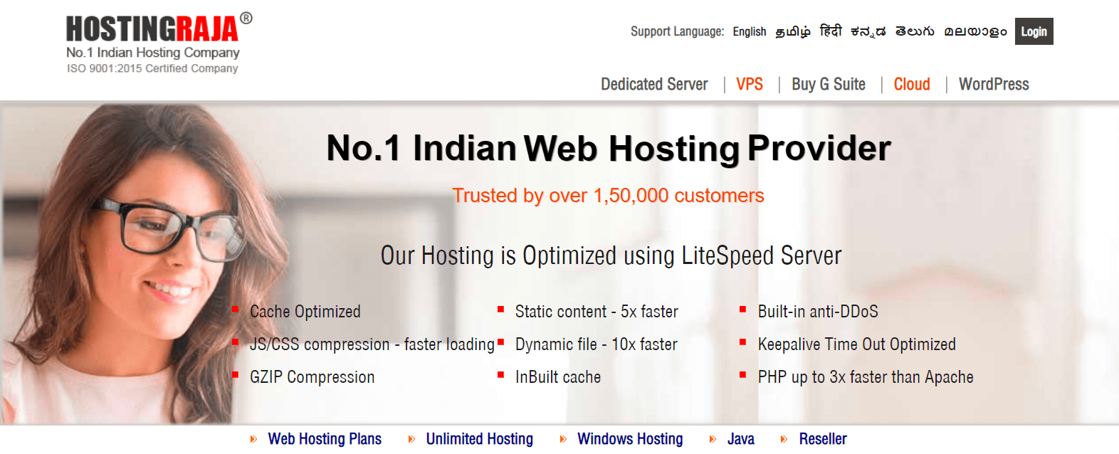 HostingRaja homepage