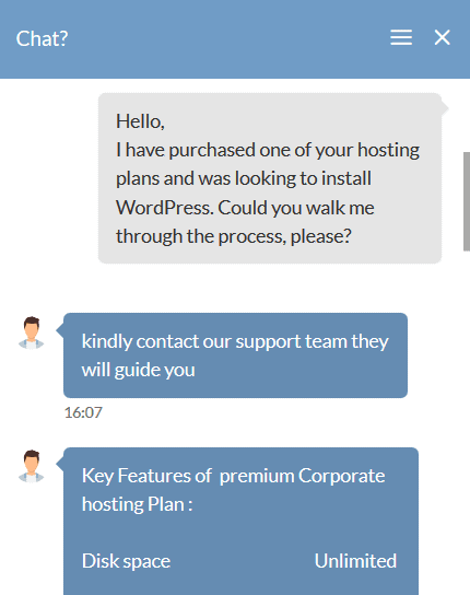 HostingRaja support chat