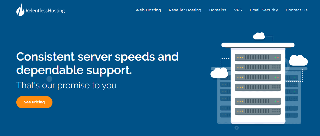 Relentless Hosting home page