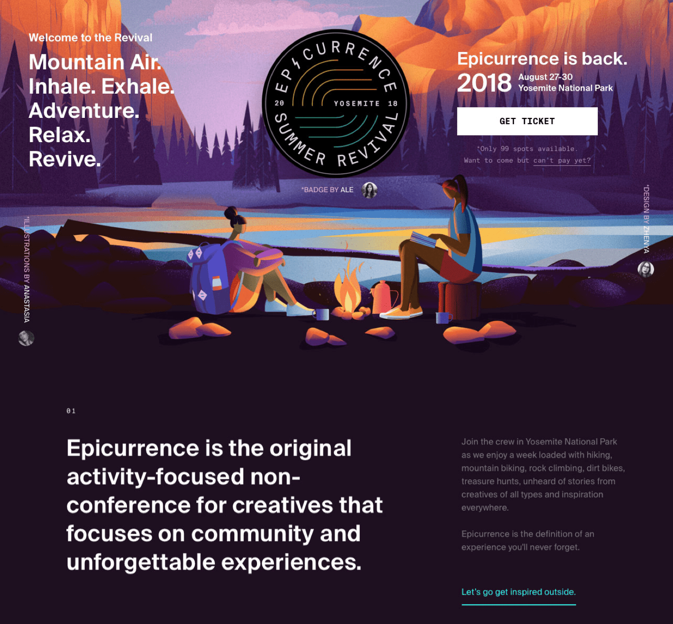 Event landing page example - Epicurrence