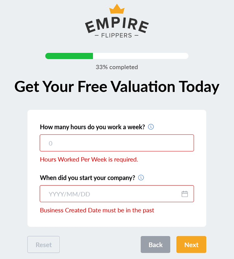 empire flippers valuation tool