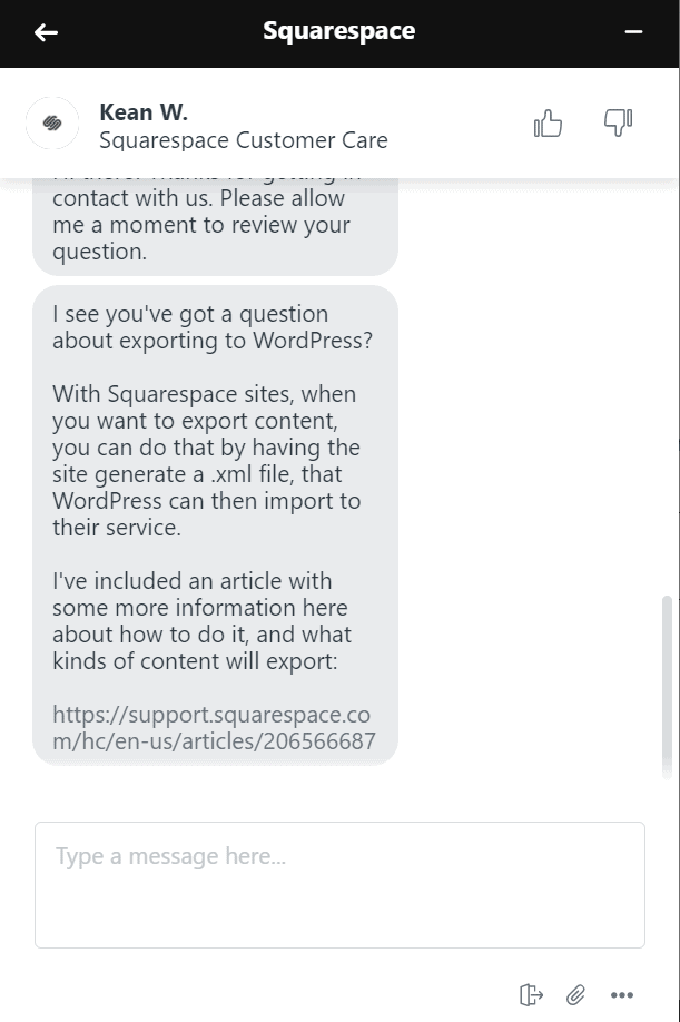 Squarespace live chat support