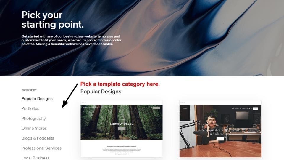 Squarespace template page