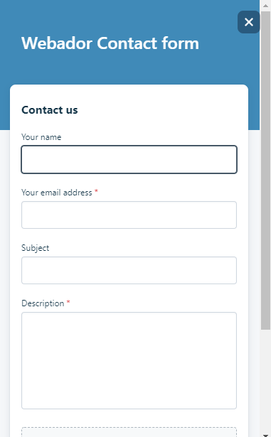 Webador Customer Support Contact form