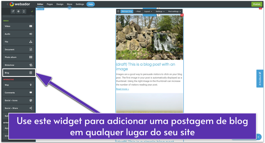 Webador's blog function