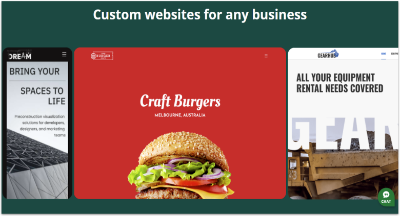 Network Solutions homepage showing website examples.