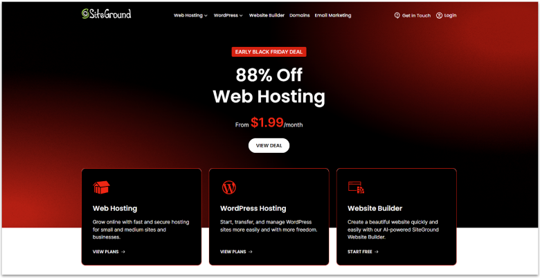 SiteGround Black Friday 2025 deals.