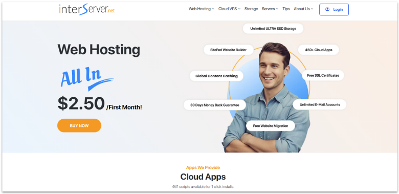 InterServer Hosting Homepage.