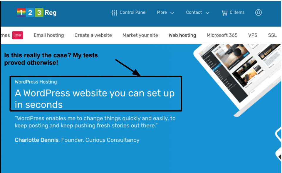 123 Reg offers specific WordPress hosting