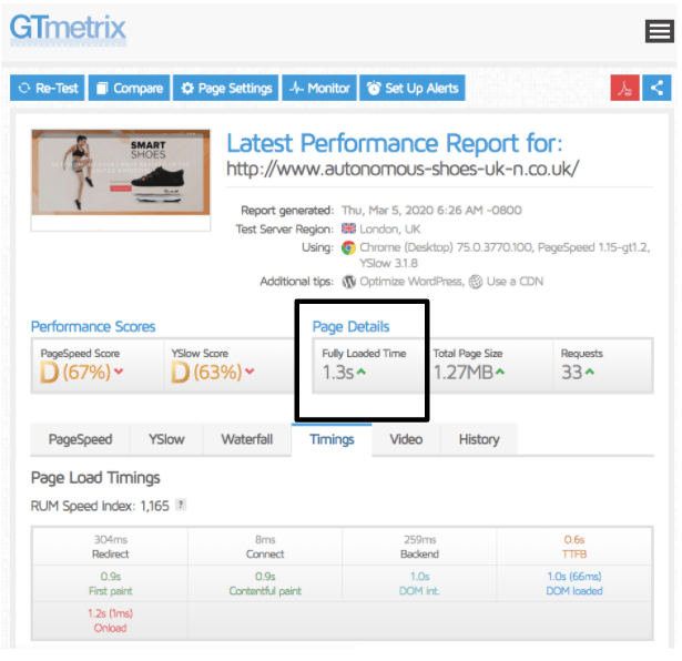 Results for 123 Reg from GTmetrix are disappointing