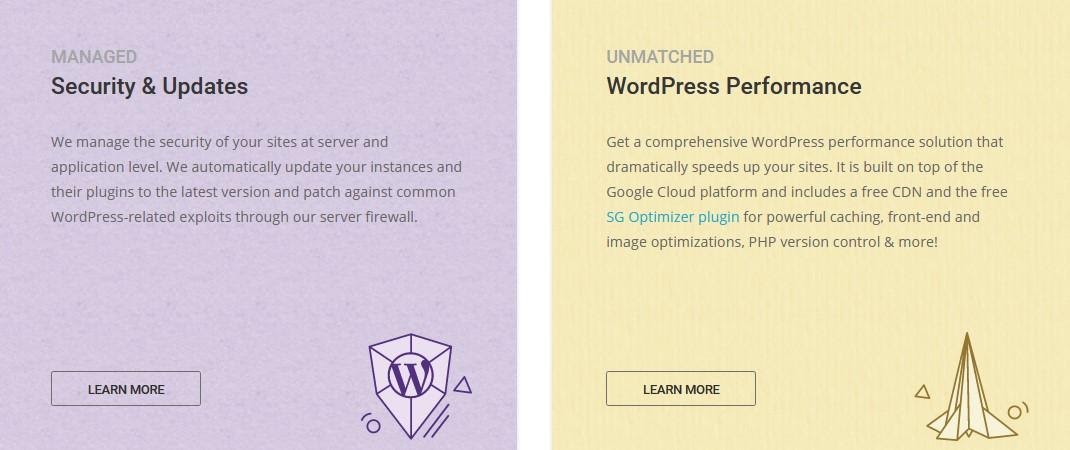 SiteGround - managed WordPress features