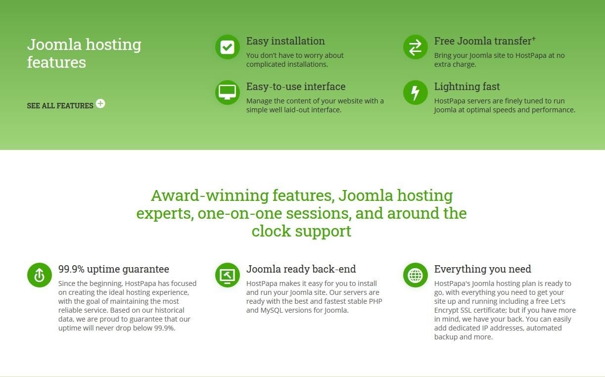 HostPapa's Joomla features