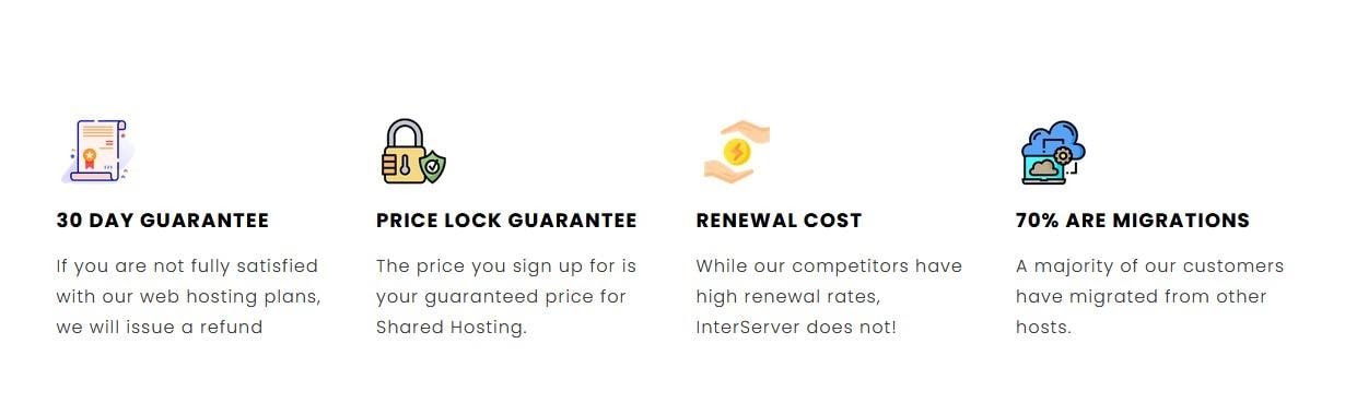 InterServer - shared hosting features