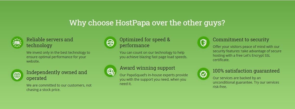 HostPapa - shared hosting features