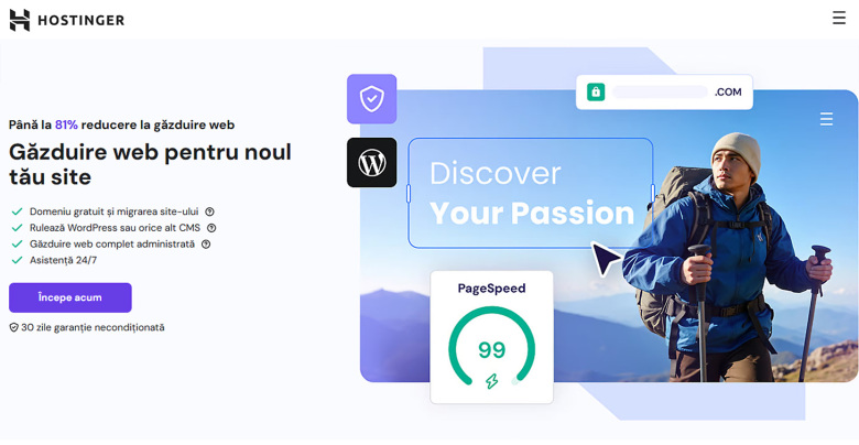 Hostinger's web hosting page listing included features